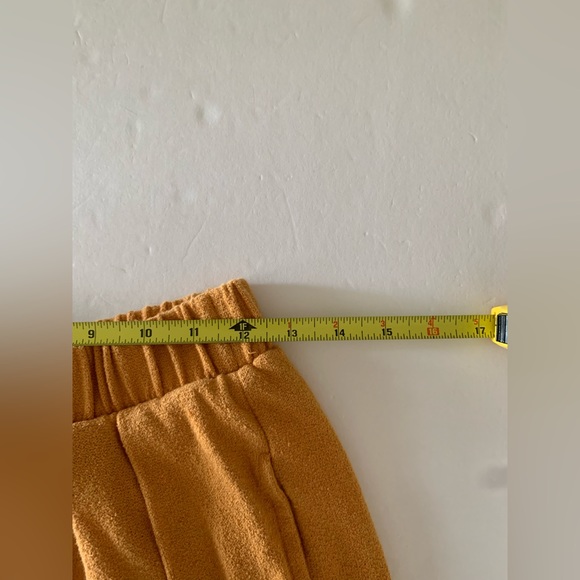 FP Beach Women’s Elastic Waist Wide Leg Pants Pleated Bronze High-Rise Cotton - Picture 10 of 12